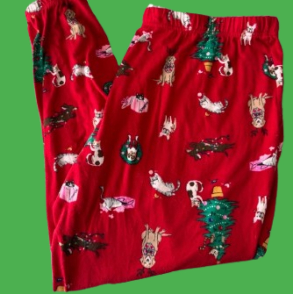 JOYSPUN Dog and Cat Christmas Print PJ Pants